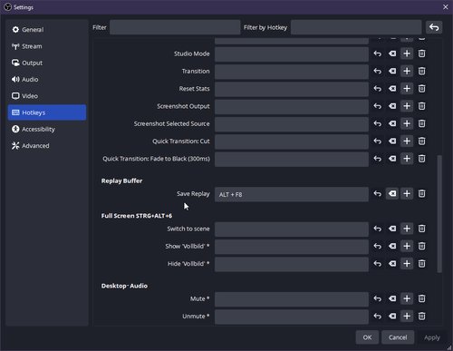 Wichtig: Der Hotkey, damit wir auch speichern können.